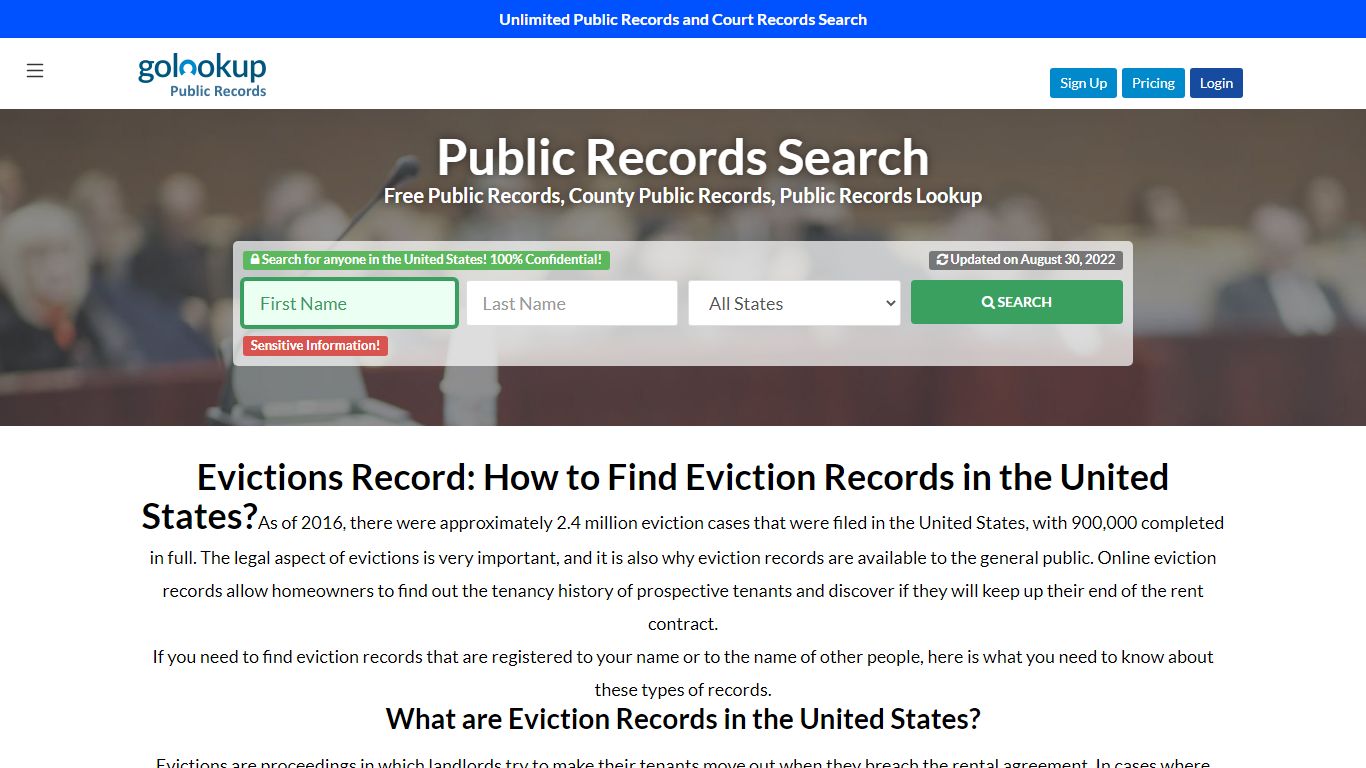 Eviction Check, Eviction Records, Eviction Record - GoLookUp